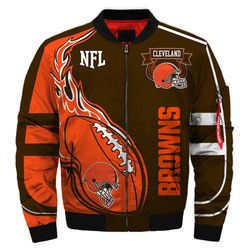Cleveland Browns Bomber Jackets Football Custom Name, Cleveland Browns NFL Bomber Jackets, NFL Bomber Jackets