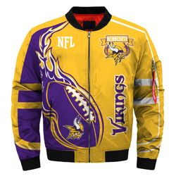 Minnesota Vikings Bomber Jackets Football Custom Name, Minnesota Vikings NFL Bomber Jackets, NFL Bomber Jackets