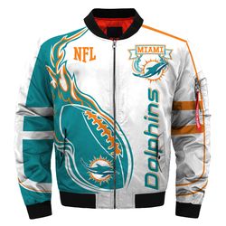 Miami Dolphins Bomber Jackets Football Custom Name, Miami Dolphins NFL Bomber Jackets, NFL Bomber Jackets