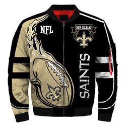 New Orleans Saints Bomber Jackets Football Custom Name, New Orleans Saints NFL Bomber Jackets, NFL Bomber Jackets