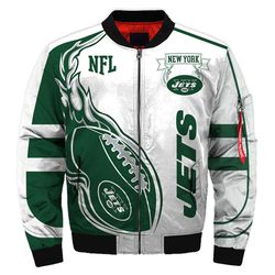 New York Jets Bomber Jackets Football Custom Name, New York Jets NFL Bomber Jackets, NFL Bomber Jackets