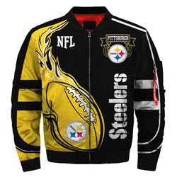 Pittsburgh Steelers Bomber Jackets Football Custom Name, Pittsburgh Steelers NFL Bomber Jackets, NFL Bomber Jackets