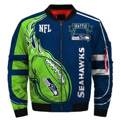 Seattle Seahawks Bomber Jackets Football Custom Name, Seattle Seahawks NFL Bomber Jackets, NFL Bomber Jackets