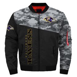 Baltimore Ravens Military Bomber Jackets Custom Name, Baltimore Ravens NFL Bomber Jackets, NFL Bomber Jackets