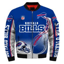 Buffalo Bills Helmet Bomber Jackets Custom Name, Buffalo Bills NFL Bomber Jackets, NFL Bomber Jackets