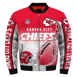 Kansas City Chiefs Helmet Bomber Jackets Custom Name, Kansas City Chiefs NFL Bomber Jackets, NFL Bomber Jackets
