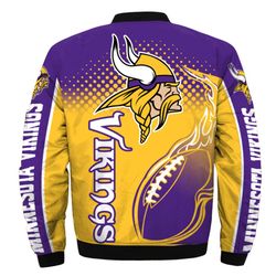 Minnesota Vikings Helmet Bomber Jackets Custom Name, Minnesota Vikings NFL Bomber Jackets, NFL Bomber Jackets