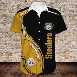 Pittsburgh Steelers Hawaiian Shirt Rugby, Personalized NFL Pittsburgh Steelers Hawaiian Shirt