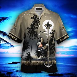New Orleans Saints Hawaiian Shirt Hawaii Night Sky, Personalized NFL New Orleans Saints Hawaiian Shirt