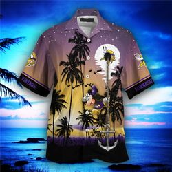 Minnesota Vikings Hawaiian Shirt Hawaii Night Sky, Personalized NFL Minnesota Vikings Hawaiian Shirt