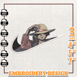 Nike Luffy Anime Embroidery Design, PES, HUS, DST, EXP etc.