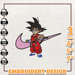 Nike With Goku Kids Embroidery Design, PES, HUS, DST, EXP etc.