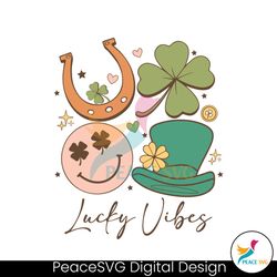 Lucky Vibes St Patricks Day Shamrock Smiley Face SVG