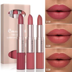 Tint Liquid Lipstick Nonstick Cup Makeup Beauty Cosmetics, 3 Pcs Lipstick Set Matte Lip Gloss Waterproof Long-Lasting