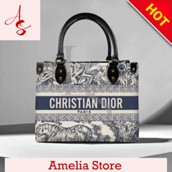 Christian Dior Book Tote Blue Toile De Jouy Reverse Embroidery Leather Handbag
