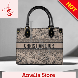 Christian Dior Book Tote Latte Leather Handbag