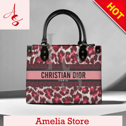 Christian Dior Leopard Pink Leather Handbag