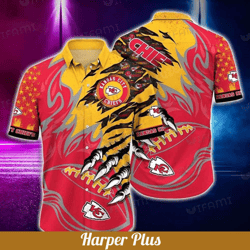 Chiefs Hawaiian Shirt Claws Football On Fire NFL, Kansas City Chiefs Hawaiian Shirt