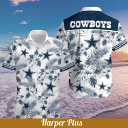 Dallas Cowboys Hawaiian Shirt Tropical Flower Pattern, NFL Hawaiian Shirt