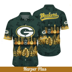 Green Bay Packers Hawaiian Shirt Tropical Pattern Graphic Trends Summer Gift For Fan NFL