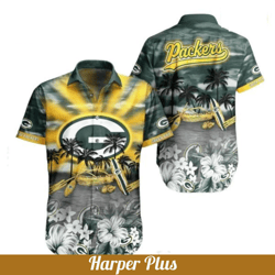 Green Bay Packers Hawaiian Shirt Tropical Pattern Summer For Nfl Football Fans