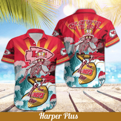 Kansas City Chiefs Skull Button Hawaiian Shirt Summer, NFL Hawaiian Shirt