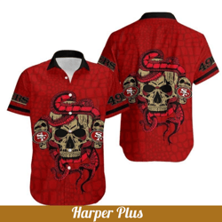 NFL San Francisco 49ers Hawaiian Shirt Snake And Skull, NFL Hawaiian Shirt