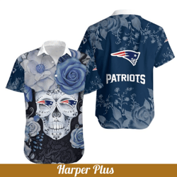 patriots hawaiian shirt skull gift for fan graphic print