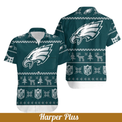 Philadelphia Eagles Hawaiian Shirt Christmas Gift For Beach Lovers, NFL Hawaiian Shirt