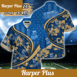 Kansas City Royals MLB Us Flag Hawaiian Shirt Custom Summer Aloha Shirt
