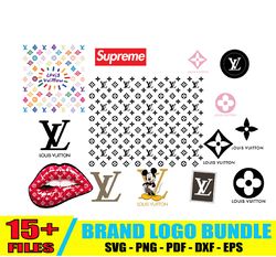 Louis Vuitton Bundle Svg, LV Logo Bundle, Luxury Brand Logo Svg