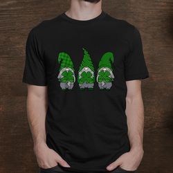 St. Patricks Gnomes With Green Plaid And Shamrocks Shirt