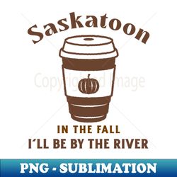 Riverside Reflections Saskatoon in Autumn - PNG Transparent Digital Download File for Sublimation - Bold & Eye-catching