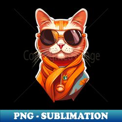 Orange cat wear sunglasses - Modern Sublimation PNG File - Fashionable and Fearless