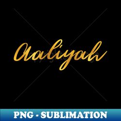 Aaliyah Name Hand Lettering in Gold Letters - PNG Transparent Sublimation File - Stunning Sublimation Graphics