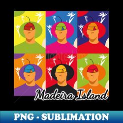 Madeira Island male pop art no face illustration using the traditional folklore hat - Retro PNG Sublimation Digital Download - Instantly Transform Your Sublimation Projects