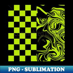Checks and Swirls - Lime Green and Black - Instant PNG Sublimation Download - Enhance Your Apparel with Stunning Detail