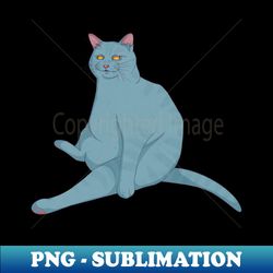 Disgruntled Blue Cat - Decorative Sublimation PNG File - Bring Your Designs to Life