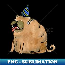 party dog with a party hat - exclusive png sublimation download - vibrant and eye-catching typography