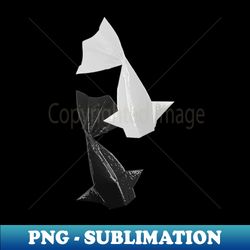 black and white origami fish pattern - png transparent sublimation design - transform your sublimation creations