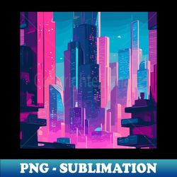 Neon Cityscape - Retro PNG Sublimation Digital Download - Perfect for Personalization