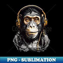A cute Monkey in love with music - Decorative Sublimation PNG File - Spice Up Your Sublimation Projects