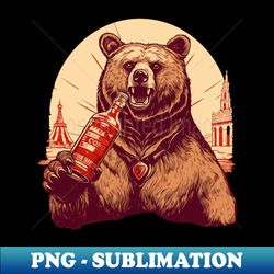 bear drinking vodka soviet style - retro png sublimation digital download - boost your success with this inspirational png download