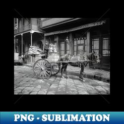 milk delivery cart 1903 vintage photo - decorative sublimation png file - boost your success with this inspirational png download