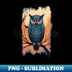 Vintage Owl under the Beautiful Moon - Instant PNG Sublimation Download - Stunning Sublimation Graphics