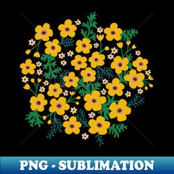 Buttercup garden in yellow and blue - Elegant Sublimation PNG Download - Unlock Vibrant Sublimation Designs
