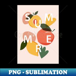 Summer sign Lemon peach print Citrus print Summer art Abstract fruit print Exotic fruit art - Elegant Sublimation PNG Download - Revolutionize Your Designs