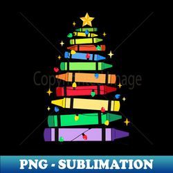Teacher Crayon Christmas Tree Lights Student School Xmas - Instant Sublimation Digital Download - Transform Your Sublimation Creations