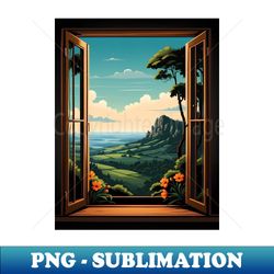 Window with Mountain View - PNG Sublimation Digital Download - Spice Up Your Sublimation Projects