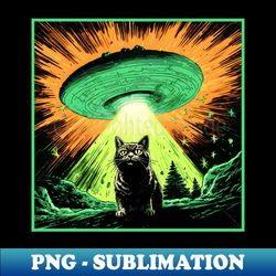 Cat  UFO Abduction - Vintage Sublimation PNG Download - Stunning Sublimation Graphics